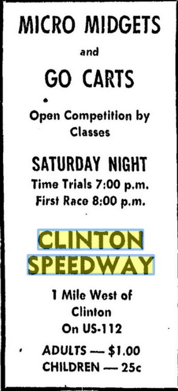 Clinton Race Track - May 1959 Ad (newer photo)